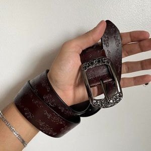 Vintage style brown American western floral design belt